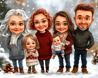 Custom Cartoon Personalised Family Portrait  From Photo, Animation Cartoon Portrait, Cartoon Style Couple, Personalized Gift, Digital File