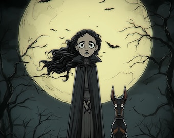 Ritratto in stile horror, ritratto di famiglia gotico personalizzato da foto, ritratto di famiglia spettrale, ritratto di cartone animato gotico, ritratto di coppia di Halloween