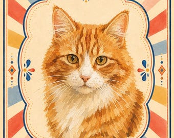 Custom Framed Pet Portrait from Photo, Pet Cafe Wall Art, Cat Lover Gift, Cat Cafe Decor, Customized  Animal Drawing