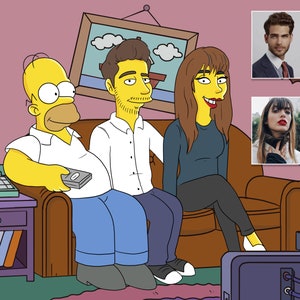 SIMPSONS PORTRAIT auf der Couch, Custom SIMPSONS Familien Portrait, Simpsonize Selbst, Paar Portrait, Die Simpsons, Weihnachtsgeschenk