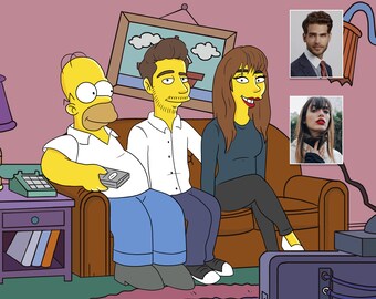 Custom Simpsons Family Portrait: Digital Art Gift