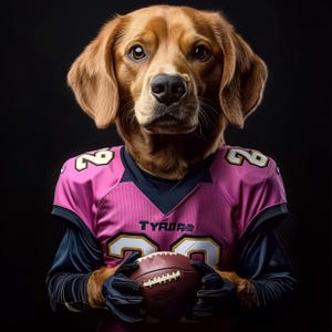 American Football Player Pet Portrait, Personalized Baseball Pet Print, Funny Gift for a Football Fan, Custom Sports Dog POSTER