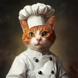 Chef Pet Portrait, Custom Pet Portraits, Kitchen Cat Wall Art, Funny Pet PRINT, Dog Cooking, Pet in Kitchen, Dining Room, Poster for Kitchen