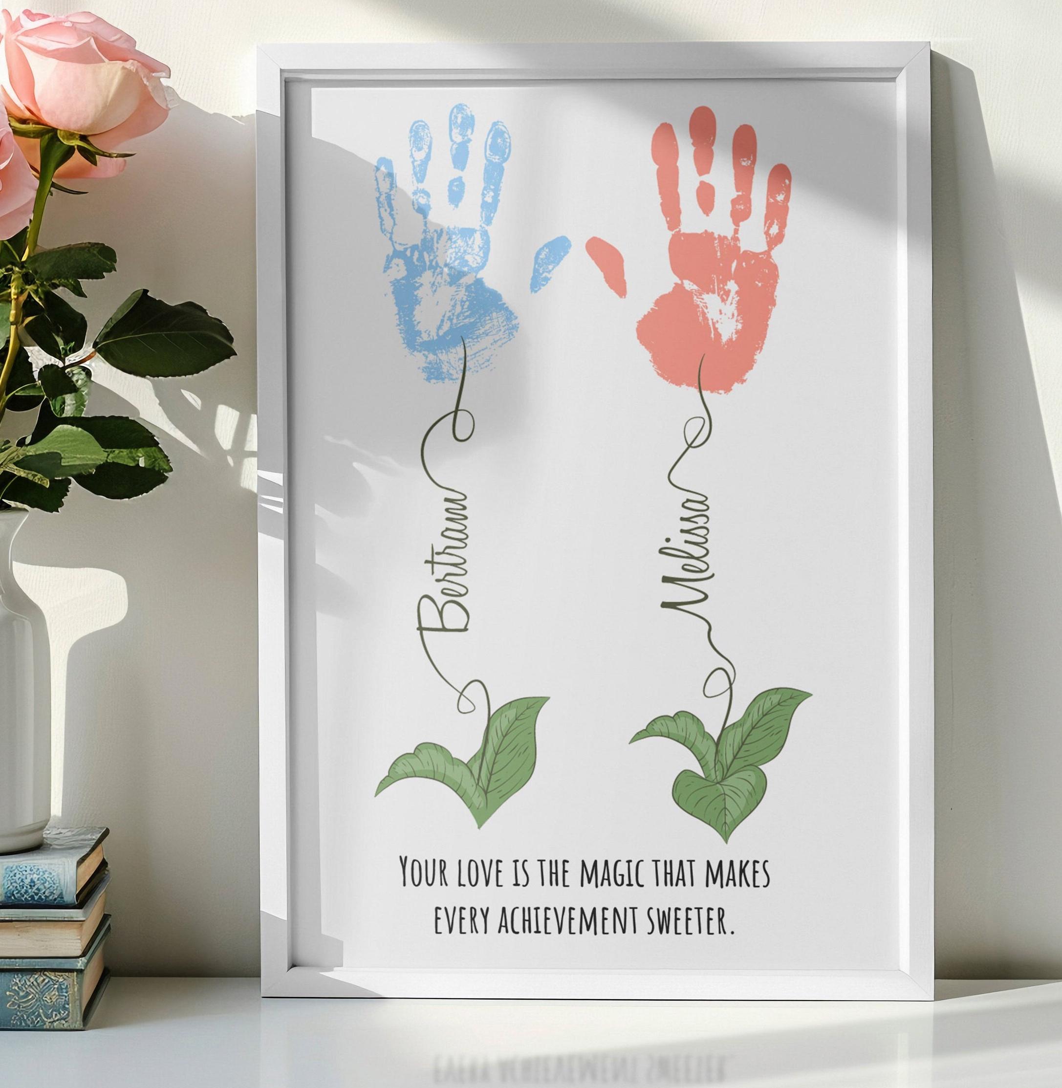 Personalized Mother’s Day Handprint Art, Custom Kids Name Flower ...