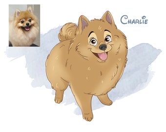 Pet Caricature Portrait, Fairy Dog Custom Portrait, Pet illustration, Pet gift, Personalized pet digital, Dog Gift, Cartoon your dog