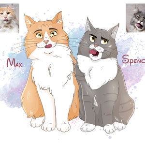 Cartoon Pet Portrait, Cute Dog or Cat Cartoon Caricature, Custom Pet Gift, Funny Cartoon Pet Portrait, Digital Illustration Art Prints