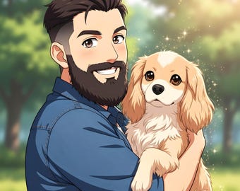 Custom Anime Portrait from Photo, Personalized Anime Couple Art, Cartoon Drawing Gift for Dad, Fathers Day Present