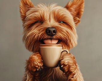 Custom Pet Coffee Portrait from Photo, Funny Dog Cat Kitchen Art, Coffee Dog Poster, Custom Pet Drawing, Quirky Kitchen Wall Decor Gift