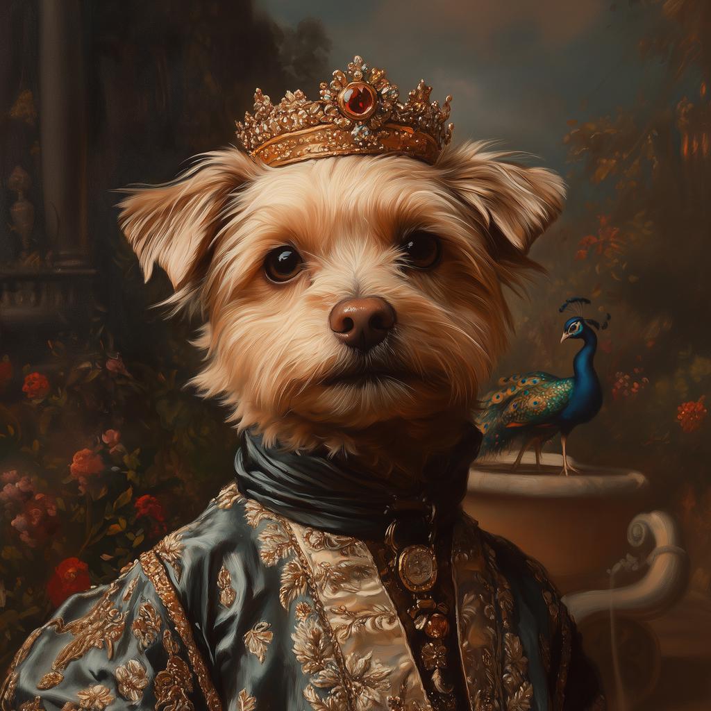 King Dog Portrait, Renaissance Pet Painting, Royal Pet King Portrait ...