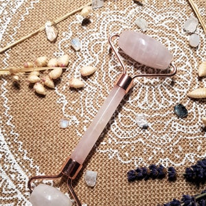 Rose Quartz Facial Roller, Facial Massage, Skincare Gift, Massage tool, Crystal Facial, Eco beauty, Self Care, Vegan