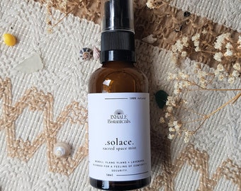 Bruma aromática Solace, mezcla de neroli, lavanda e ylang-ylang, regalo vegano (50 ml)