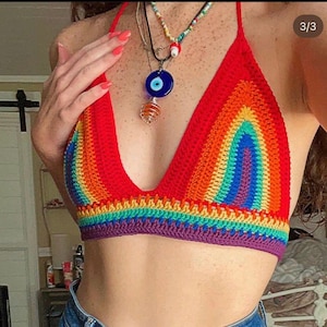 LGBTQ Pride Crochet Crop Top, Handmade Rainbow Pride Month Crop Top, 2-5 Days Delivered, Unisex Pride Month Crop Top, Crochet Crop To