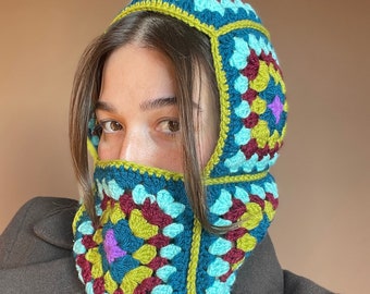 Crochet Balaclava, 5 Different Colors Unisex Balaclava, Mother's Day Gift, Granny Square Colorful Balaclava, Women Balaclava, Winter Warm