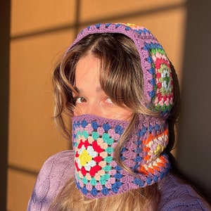 Crochet  Balaclava, Handmade Balaclava, Granny Square Hat, Unisex Warm Winter Mask, Hand-knitted Balaclava, Bhava's Style Winter Balaclava