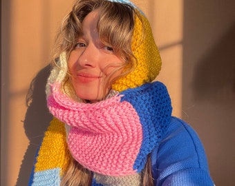 Crochet Colorful Scarf, Handmade Unisex Long Scarf, Hand-knitted Unique Scarf, Bhava's Style Women Scarf, Winter Scarf, Warm Scarf