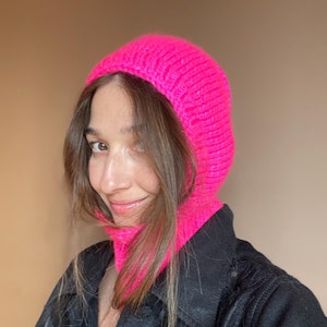 手編みのバラクラバ、手編みのスキーマスク、暖かい冬用帽子、モヘアの心地よいマスク、カラフルな暖かい帽子、ヴィンテージ帽子、ボヘミアン帽子、ネックイヤーウォーマー