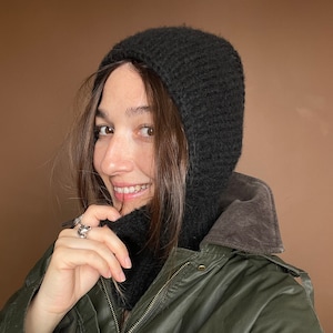 手編みのバラクラバ、手編みのスキーマスク、暖かい冬用帽子、モヘアの心地よいマスク、カラフルな暖かい帽子、ヴィンテージ帽子、ボヘミアン帽子、ネックイヤーウォーマー