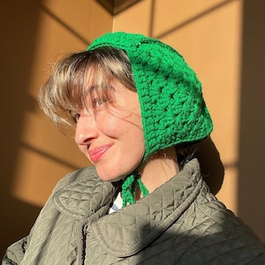 Crochet Balaclava, Women Winter Bonnet, Handmade Green Balaclava, Granny Square Balaclava, Bhava&#39;s Style Balaclava, Hand-knit Balaclava,