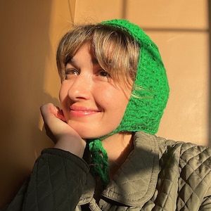 Crochet Balaclava, Women Winter Bonnet, Handmade Green Balaclava, Granny Square Balaclava, Bhava&#39;s Style Balaclava, Hand-knit Balaclava,