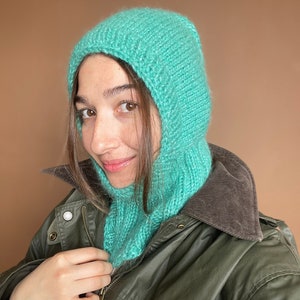 手編みのバラクラバ、手編みのスキーマスク、暖かい冬用帽子、モヘアの心地よいマスク、カラフルな暖かい帽子、ヴィンテージ帽子、ボヘミアン帽子、ネックイヤーウォーマー