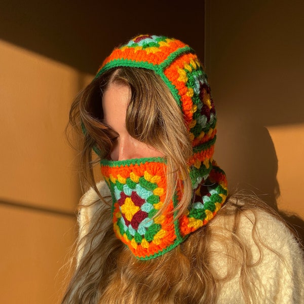 Crochet Balaclava, 8 Different Colors Unisex Balaclava, Mother's Day Gift, Granny Square Colorful Balaclava, Women Balaclava, Winter Warm