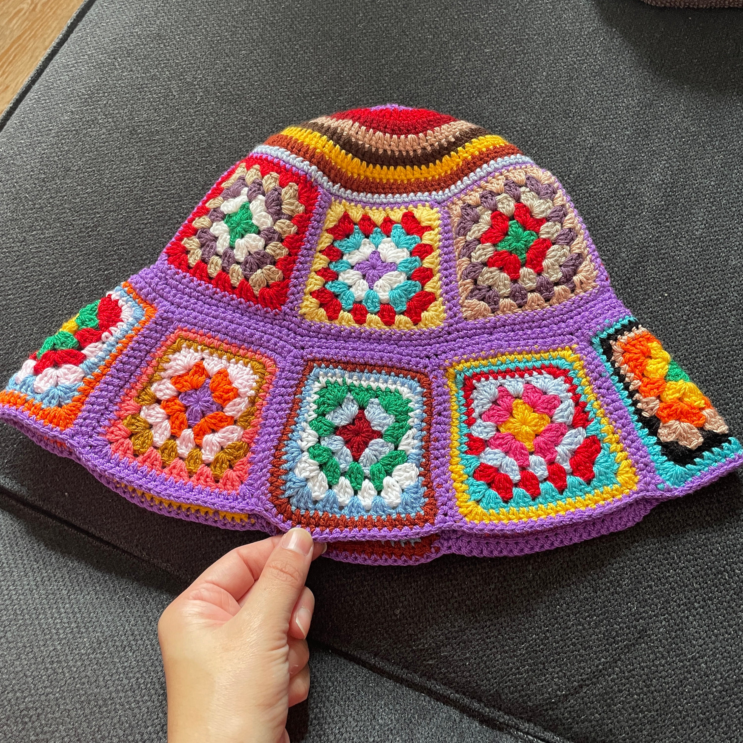 by Anthropologie Granny Crochet Square Bucket Hat Boho New with tags Crochet Granny Square Bucket Hat Written Pattern - DUNE  main image 4