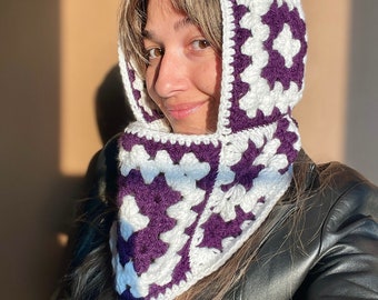 Crochet Balaclava, Granny Square Balaclava, Unisex Balaclava, Bhava's Style Colors Balaclava, Warm Winter Balaclava, Ski Mask