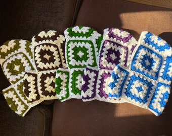 Crochet Balaclava, Granny Square Balaclava, Unisex Balaclava, Bhava's Style 6 Different Colors Balaclava, Warm Winter Balaclava, Ski Mask