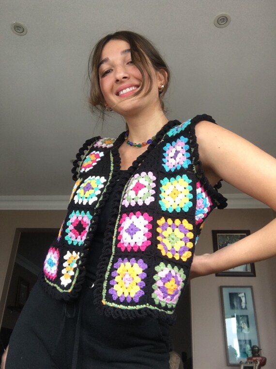crochet granny square vest