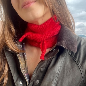Hand Knit 100% Cotton Sophie Scarf, Knitted Triangle Neck Tie Scarf