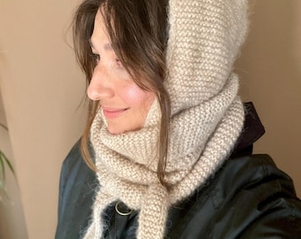 Knit Sophie Hood: Mohair Balaclava Scarf, Hooded Shawl