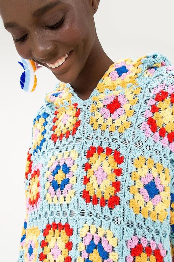 Crochet Sweater Dress Granny Square Dress | Etsy