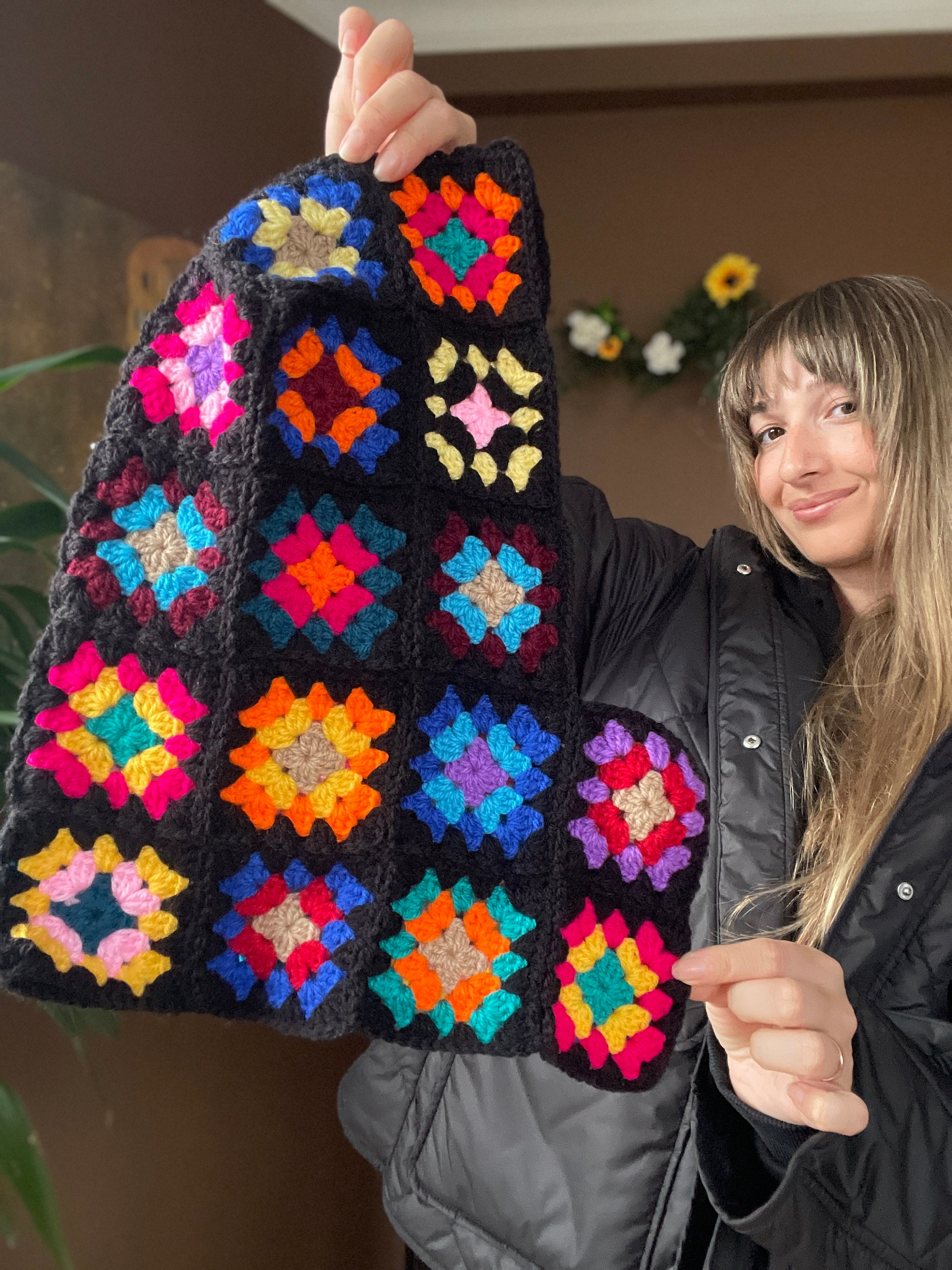 Crochet Balaclava Granny Square Colorful Hoodie Granny - Etsy