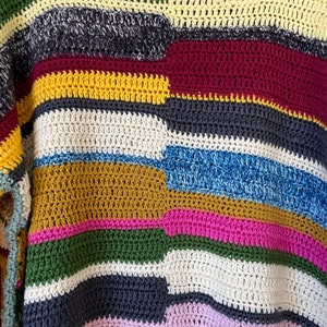 Crochet Colorful Sweater, Striped Patchwork Sweater, Big Sleeves Warm ...