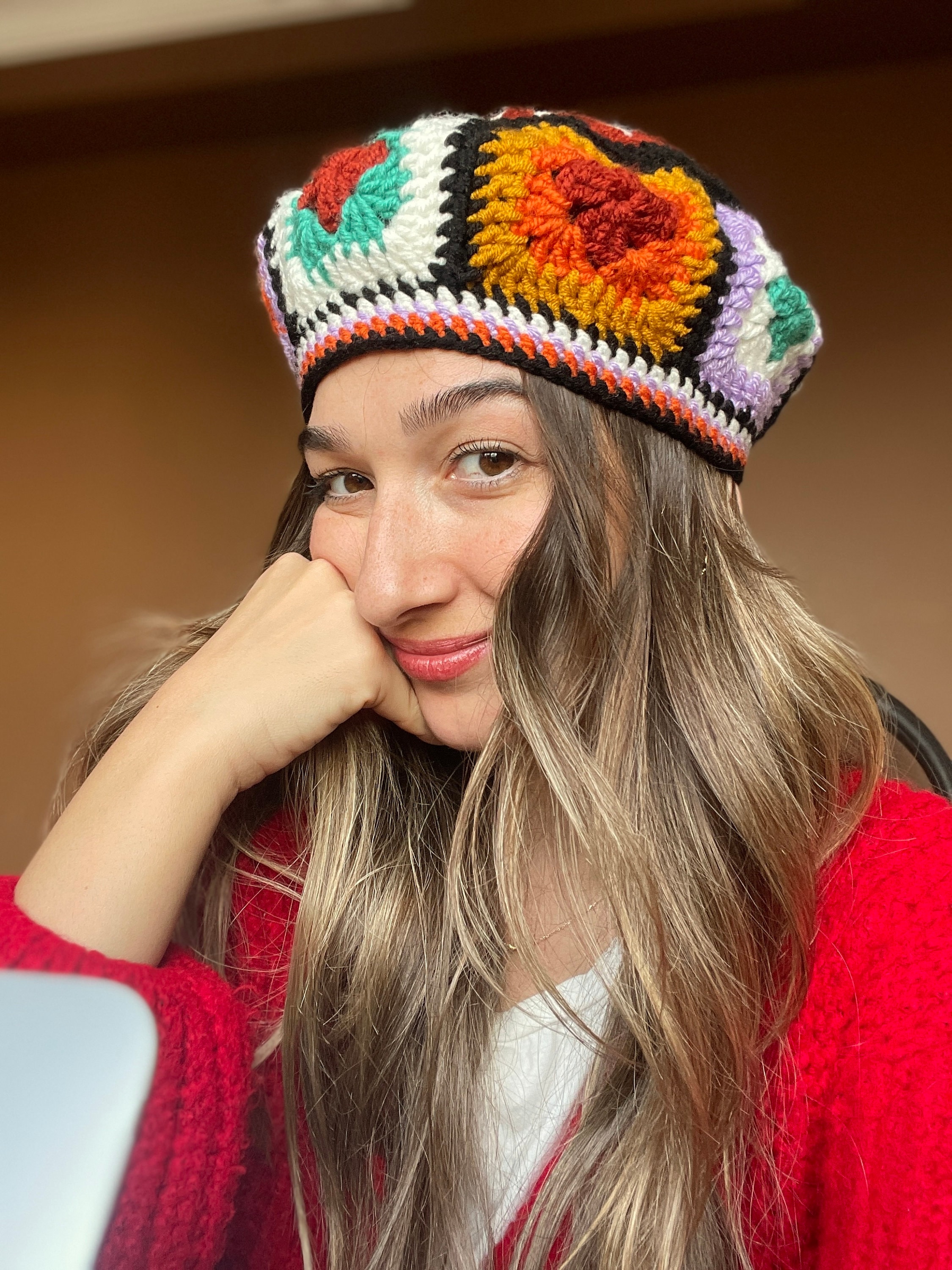 Vintage 1960’s/70’s colorful patchwork floppy hat. Size small head Funky Original Vintage 60s 70s Fringed Cream Wool Felt  main image 4