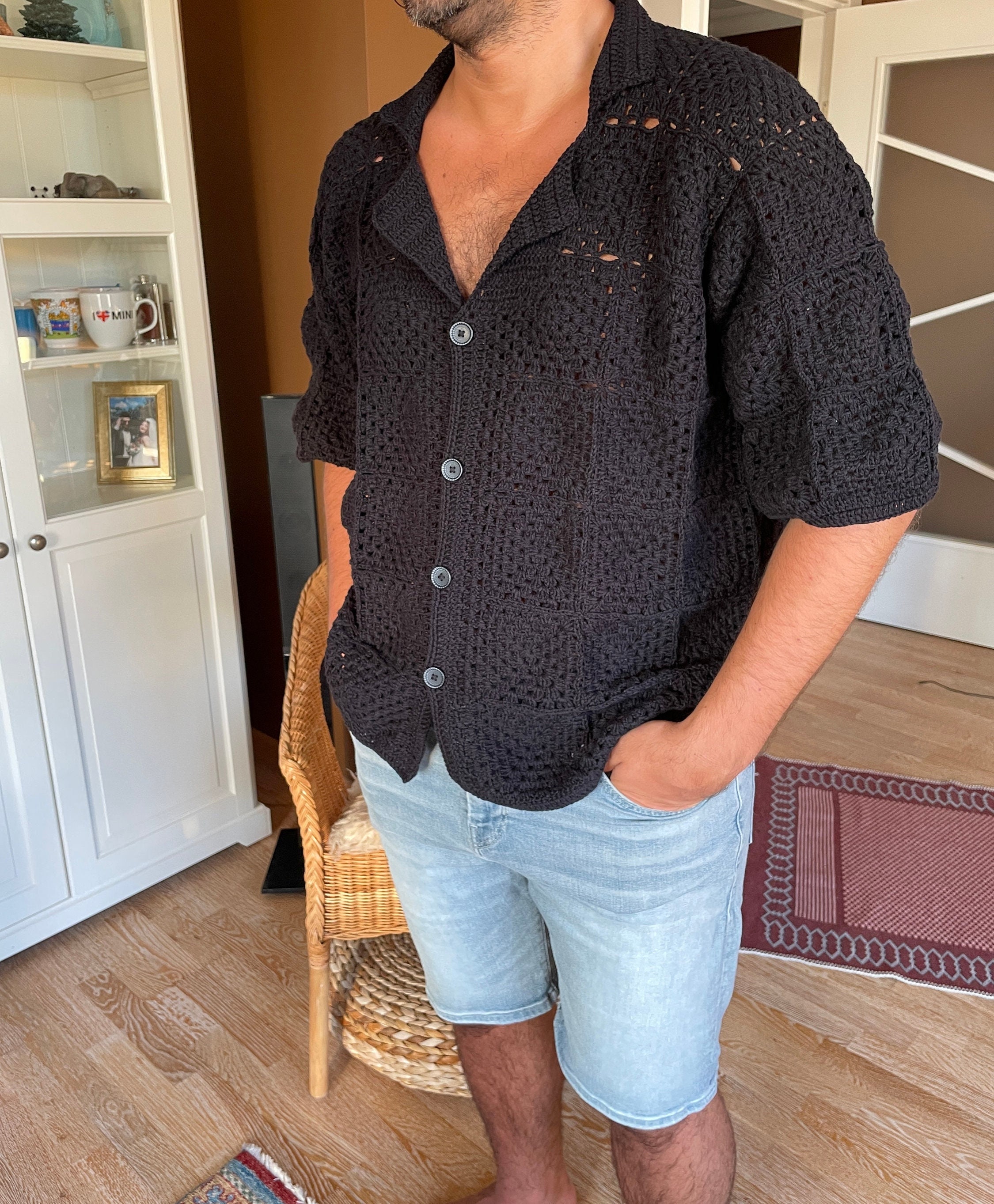 mens black button up shirt near me