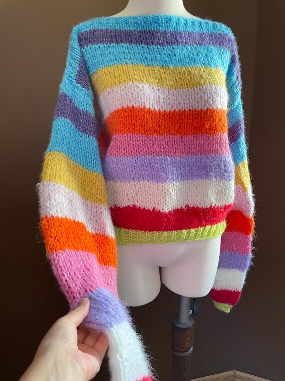 Handgestrickter Pullover, Bunter einzigartiger Pullover