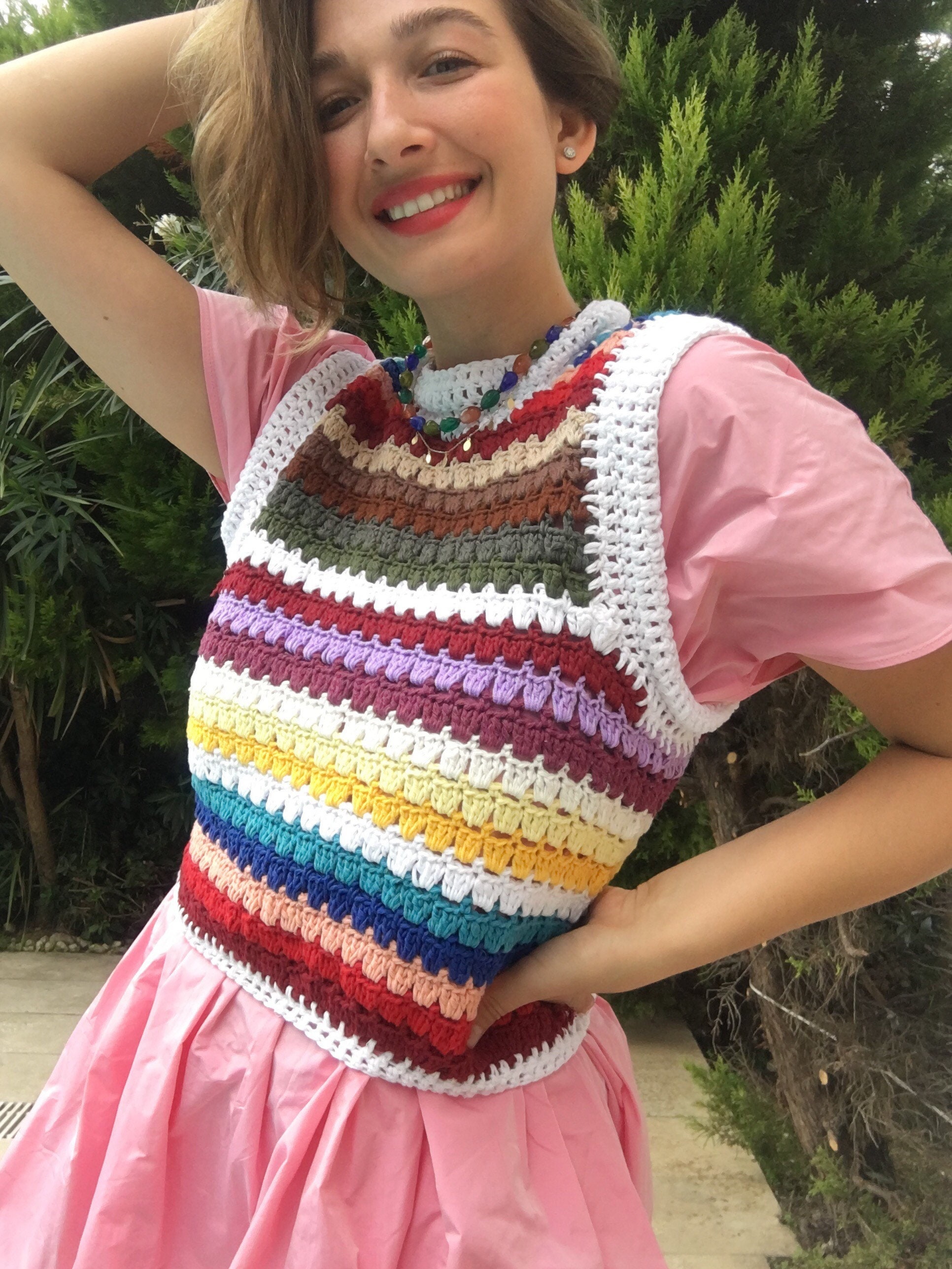 Crochet Rainbow Sweater Vest Ziggy 