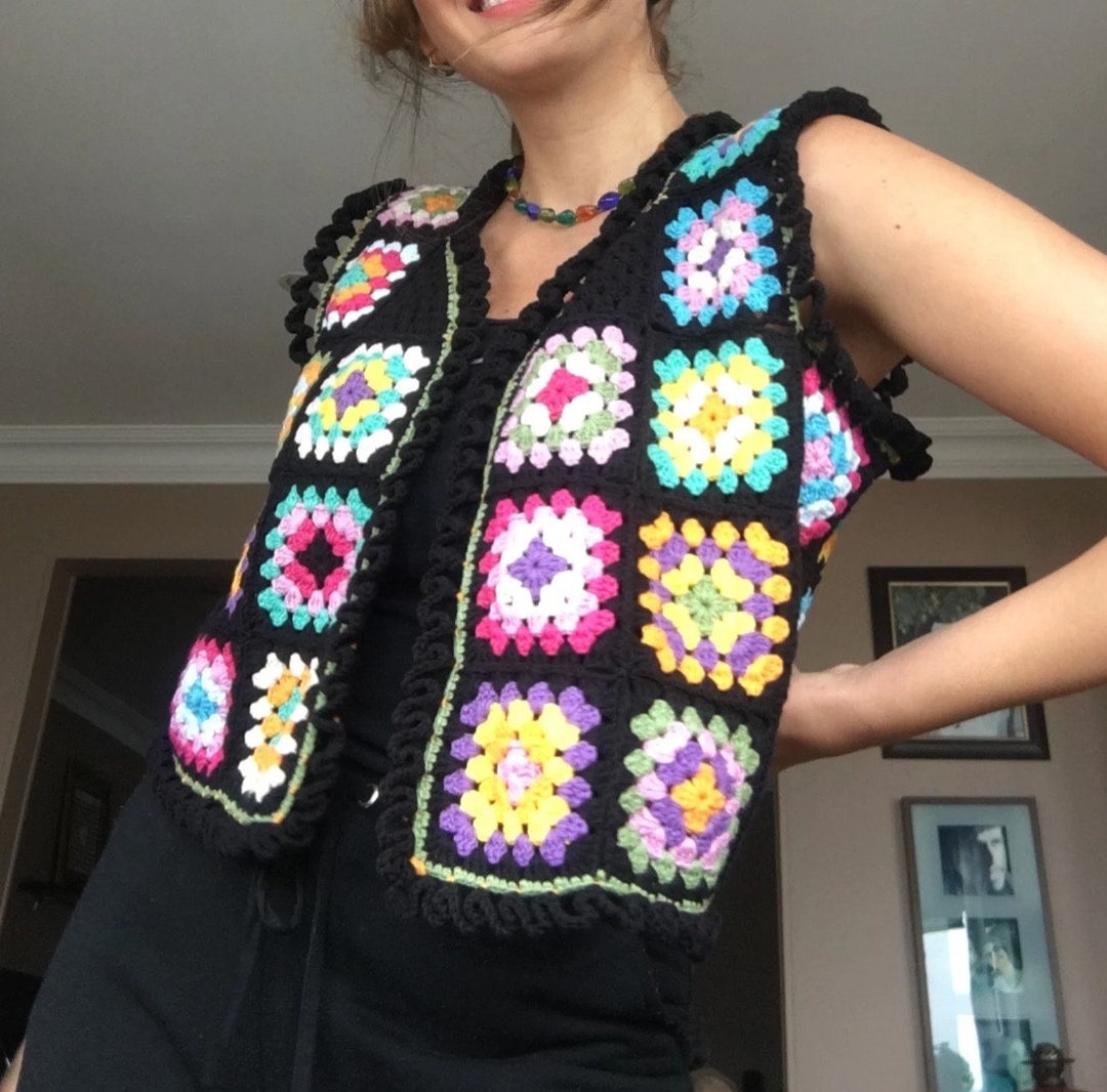 Patrón Chaleco A Crochet Con Flores Patrón Chaleco De Cuadros De