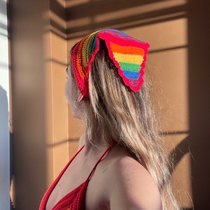 Crochet Pride Month Bandana, Pride Parade Unisex Rainbow Headband, Colorful Head Band Bandana, Pride Month Bandana, Colorful Pride Headband