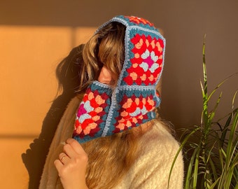 Crochet Balaclava, 8 Different Colors Unisex Balaclava, Mother's Day Gift, Granny Square Colorful Balaclava, Women Balaclava, Winter Warm