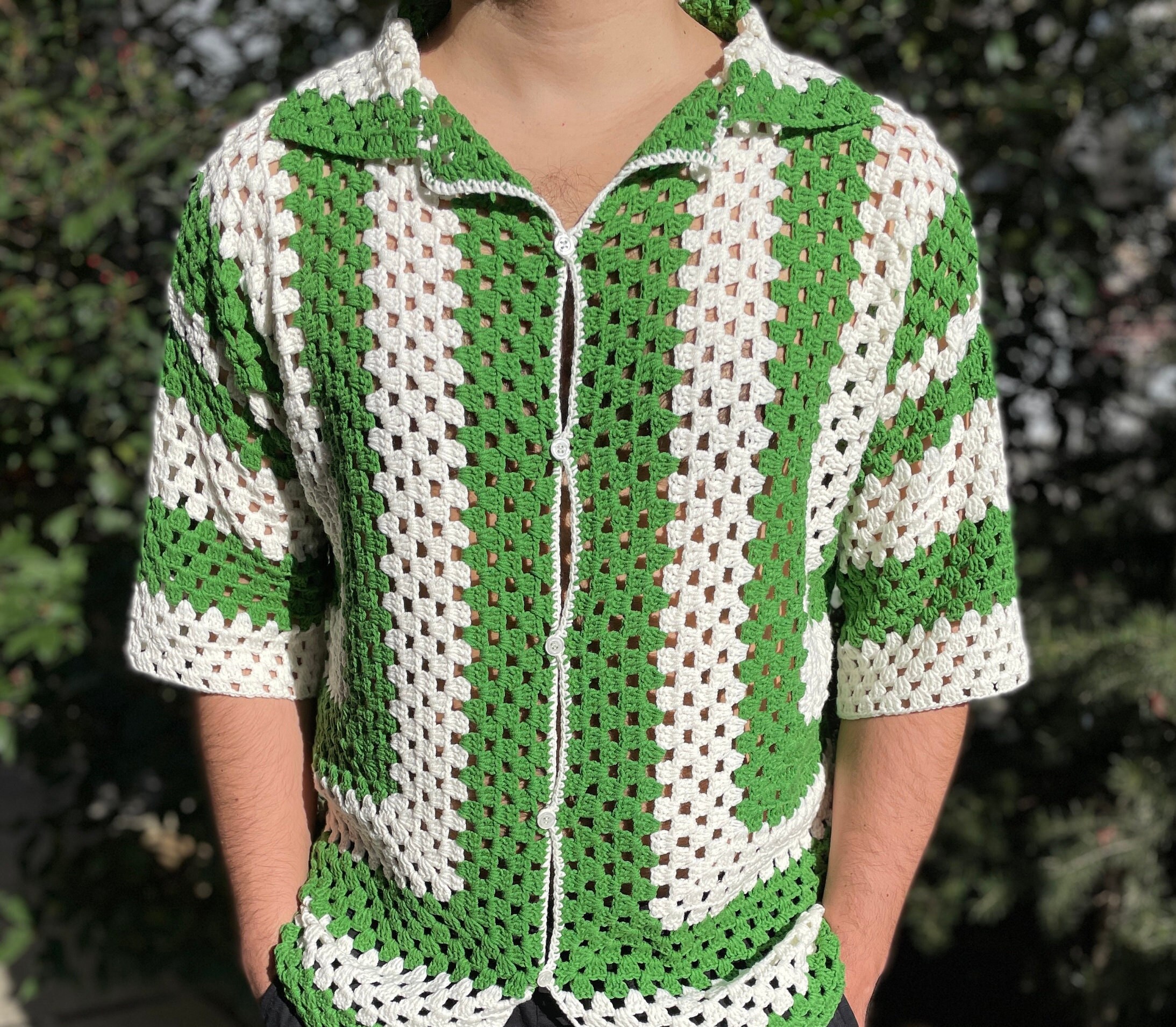 Crochet Shirt, Unisex Shirt, Crochet Overshirt, Crochet