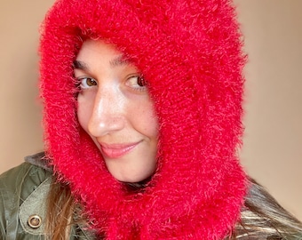 Balaclava in mohair lavorata a mano: cappuccio regolabile e scaldacollo per l'inverno