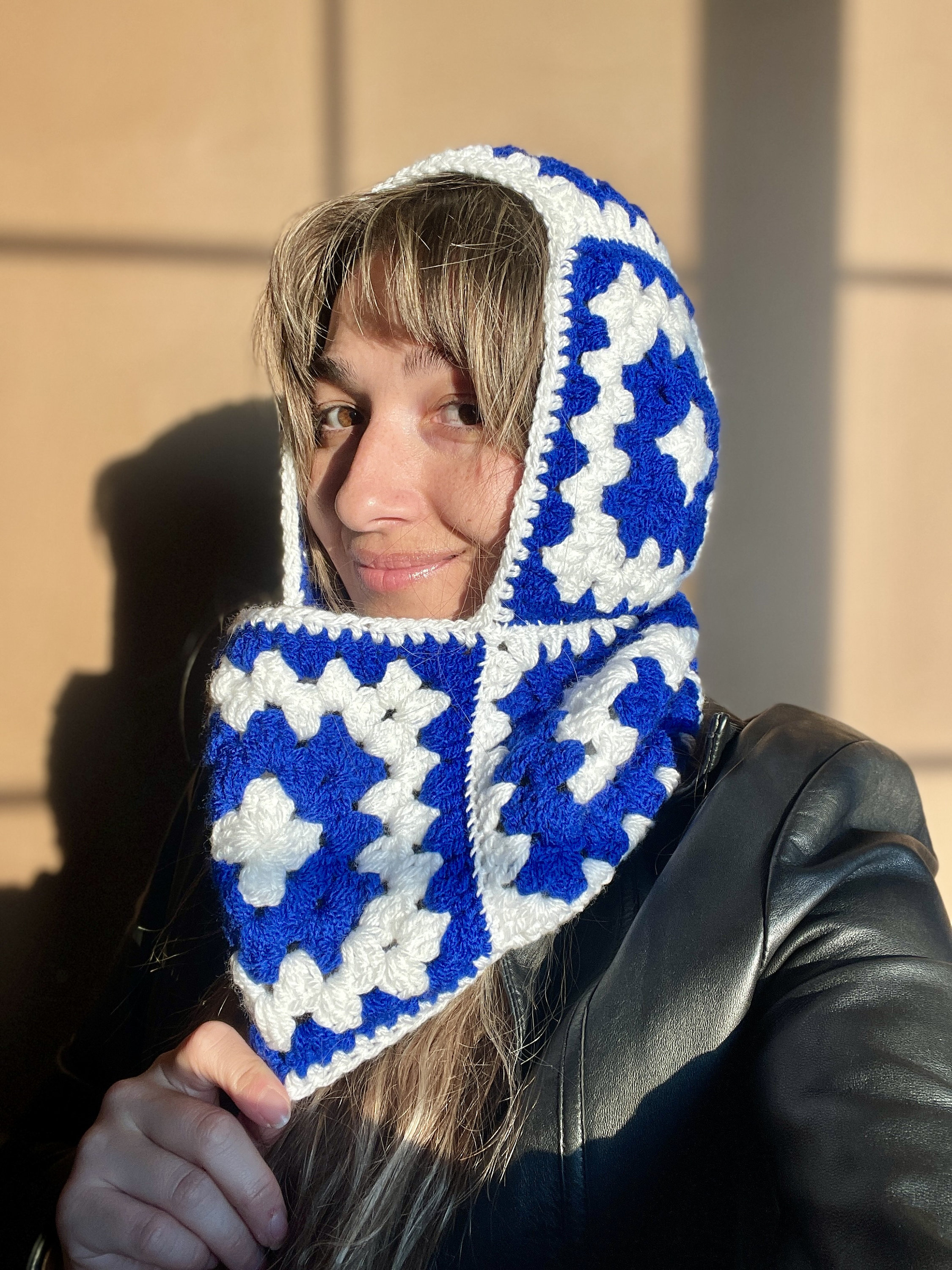 Hand-knitted Granny Square Crochet Balaclava, Colorful Warm Ski