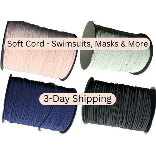Soft Lycra Cord 5mm Soft Elastic Cord Spandex Nylon Cord 5 Yards Stitched fabric strips, Jewelry making, Swimsuit straps, masks making