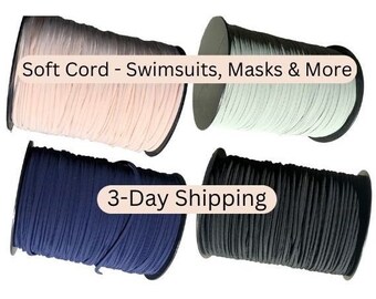 Soft Lycra Cord 5mm Soft Elastic Cord Spandex Nylon Cord 5 Yards Stitched fabric strips, Jewelry making, Swimsuit straps, masks making