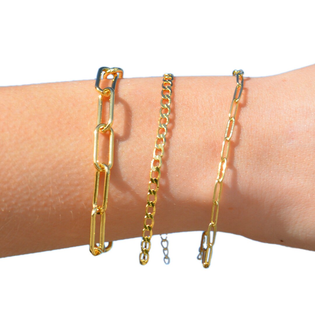 24K Gold Filled Chain Bracelet Pure Gold Jewelry Women Men Yellow