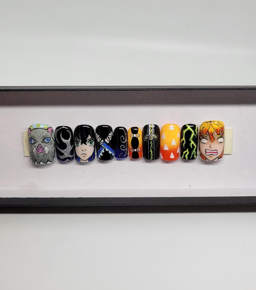 Inspired Inosuke Hashibira/zenitsu Agatsuma Press on Nails - Etsy