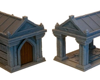 Mausoleum Set -  Stone for TTRPGs, Diorama, Graveyard
