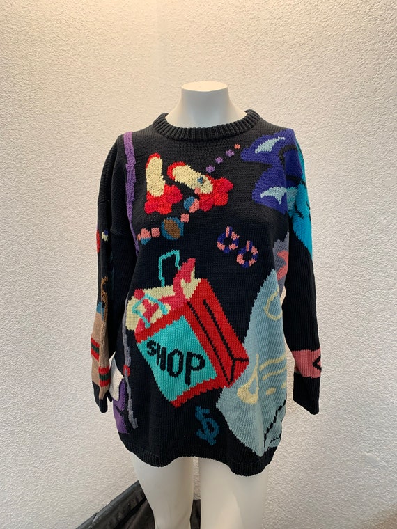 Vintage 1987 Berek sweater Shopping theme size M b